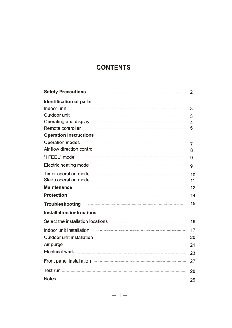 Page n°1 - Manuel utilisateur Maxicool CLK120H4C