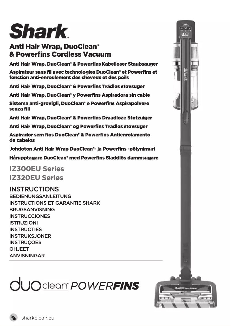 Page 1 de la notice Manuel utilisateur Shark DuoClean PowerFins IZ300EU