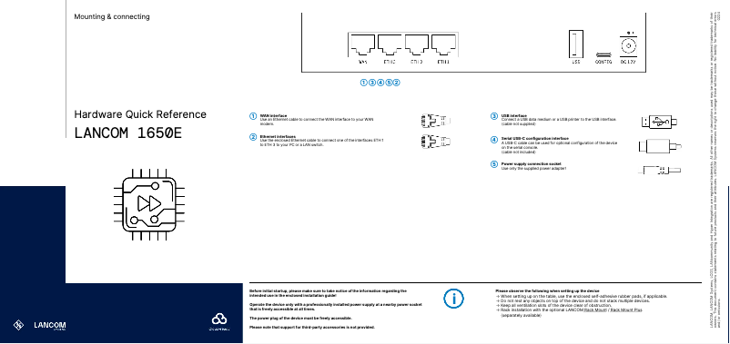 Page 1 de la notice Manuel utilisateur Lancom 1650E
