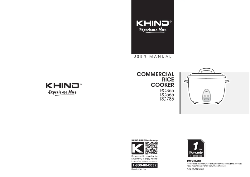 Page n°1 - Manuel utilisateur Khind RC785