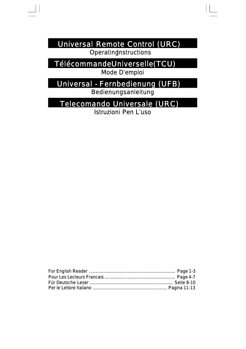 Image de la première page du manuel de l'appareil Unniversal 2100 Basic