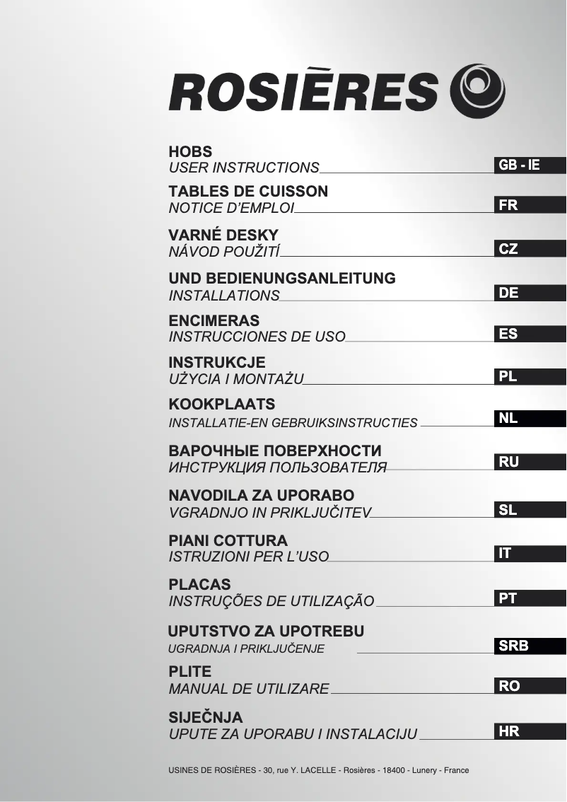 Page n°1 - Manuel utilisateur Rosieres RGV 64 SF RB