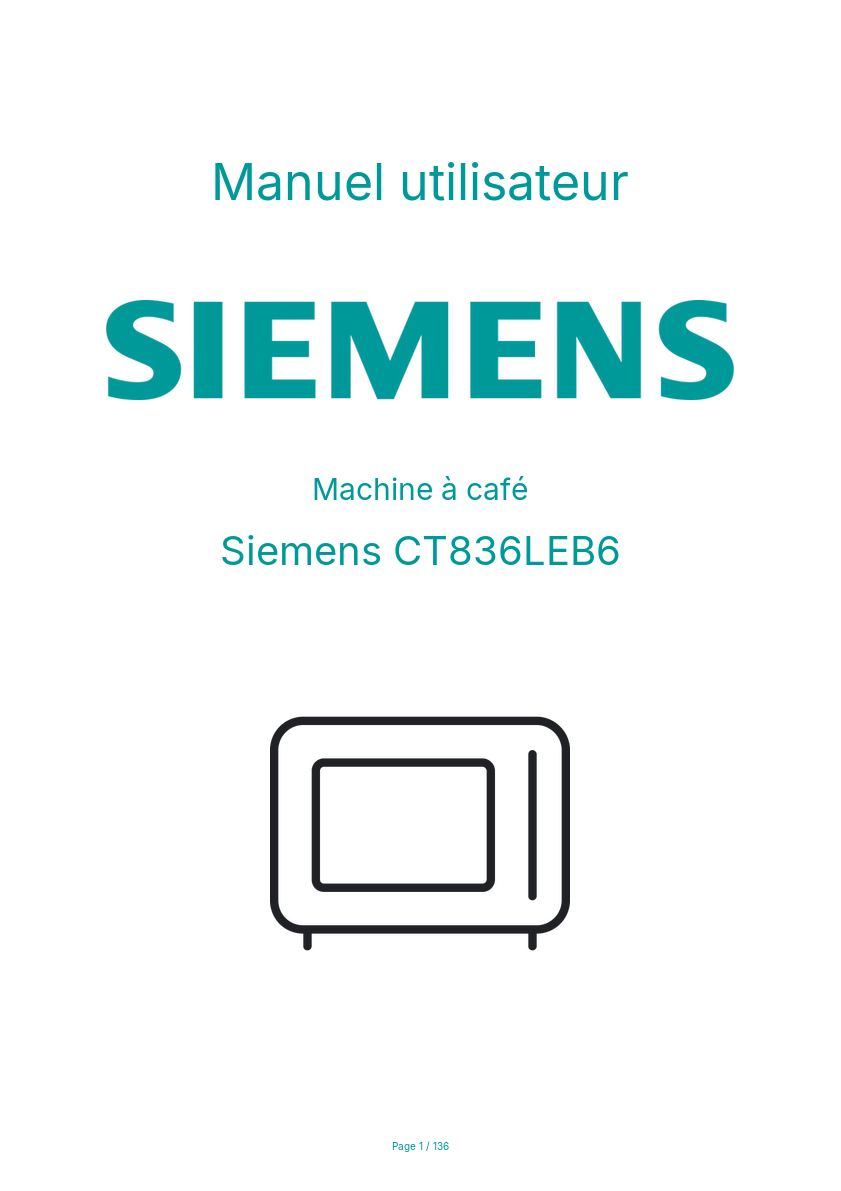 Page n°1 - Manuel utilisateur Siemens CT836LEB6
