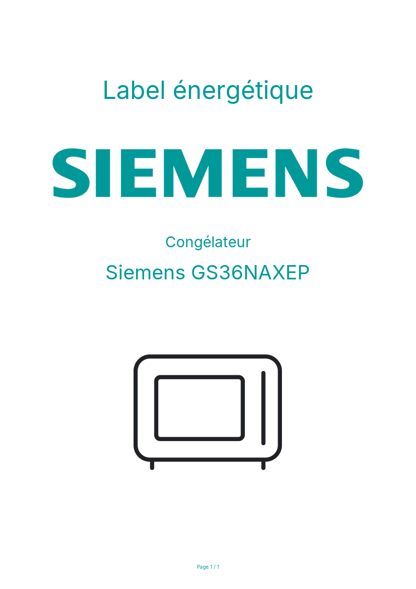 Page n°1 - Label énergétique Siemens GS36NAXEP
