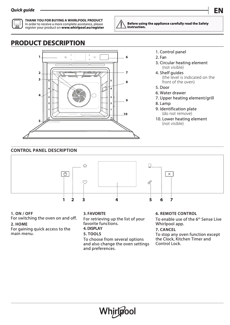 Page 1 de la notice Manuel d'utilisation et d'entretien Whirlpool W9 OS2 4S2 P BSS