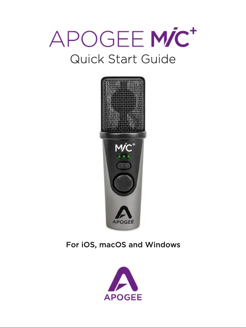 Page n°1 - Guide de démarrage rapide Apogee Mic Plus