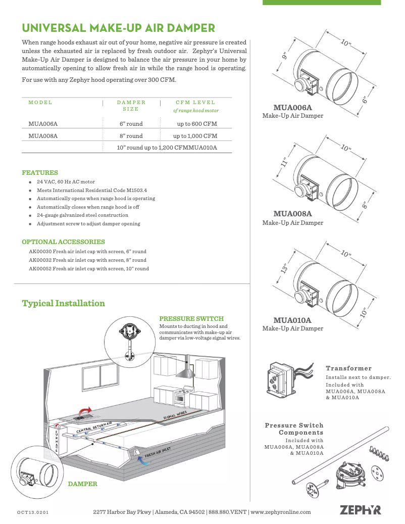 Page 1 de la notice Manuel utilisateur Zephyr MUA010A