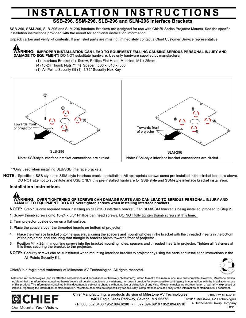 Page n°1 - Manuel utilisateur Chief SSB296