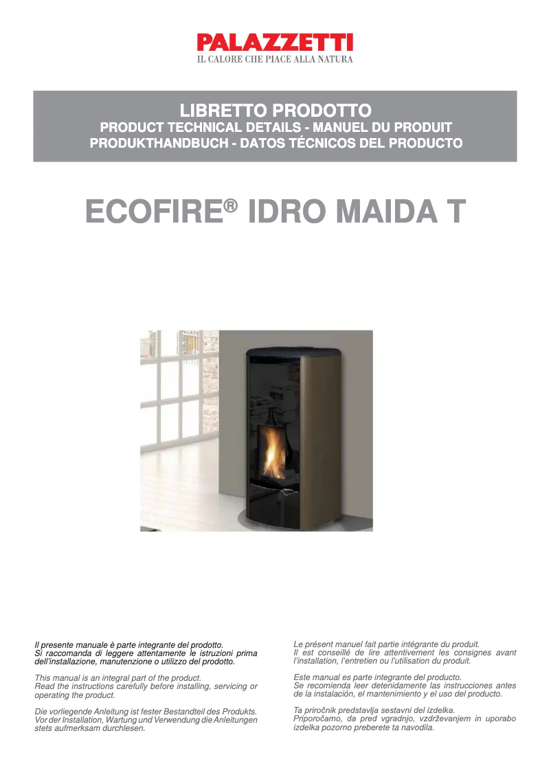 Image de la première page du manuel de l'appareil Ecofire Maida Idro 18T water