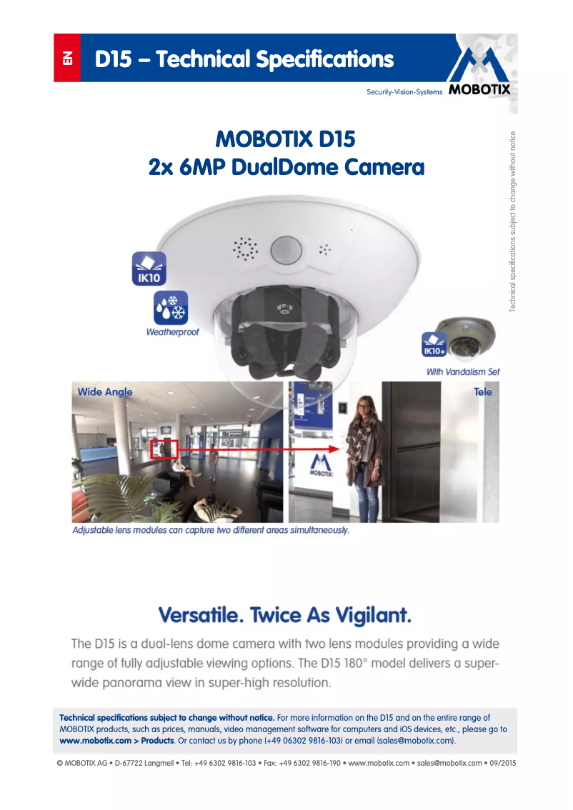 Page 1 of the manual User Manual Mobotix DualDome D15