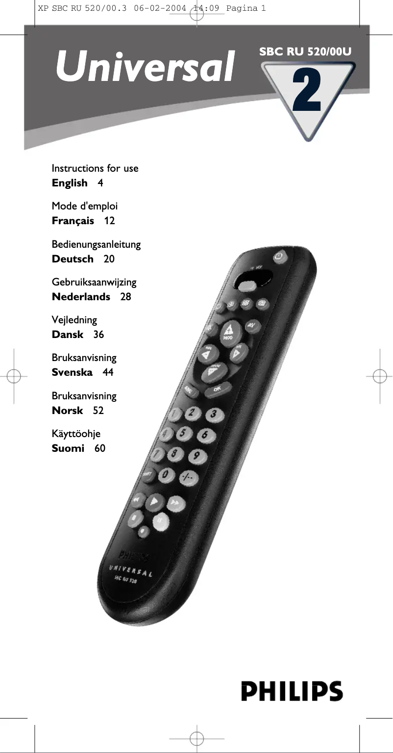 Page n°1 - Manuel utilisateur Philips SBC RU 520