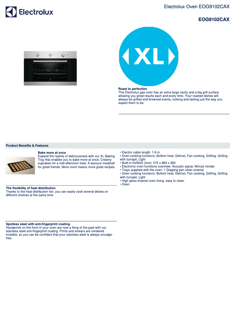 Image de la première page du manuel de l'appareil EOG9102CAX