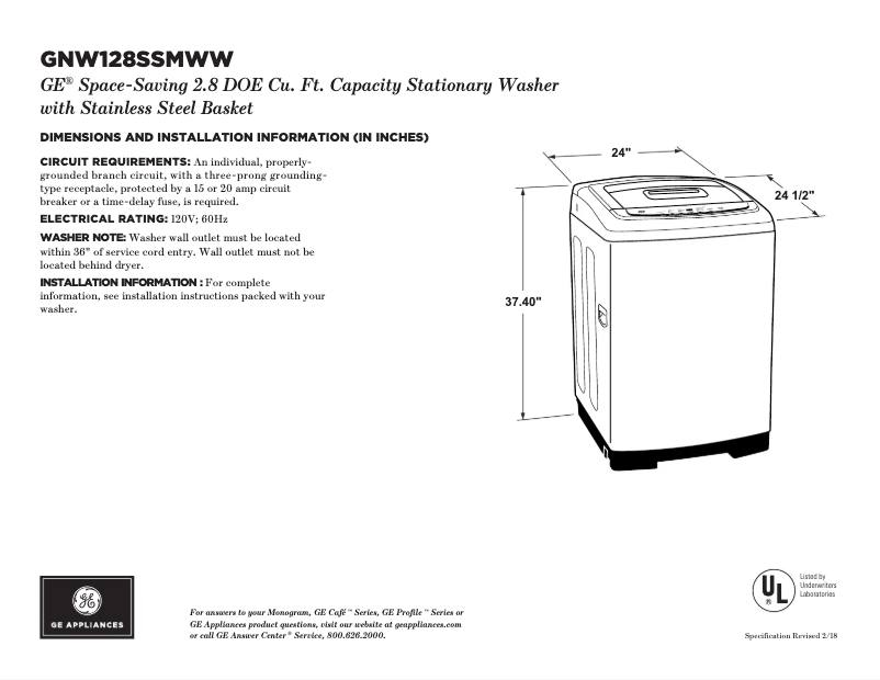 Imagen de la primera página del manual del dispositivo GNW128SSMWW