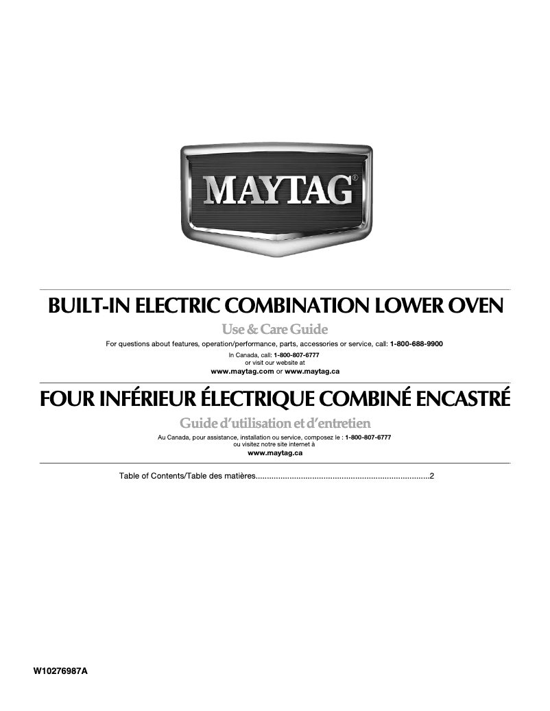 Page 1 de la notice Manuel utilisateur Maytag MMW7530WDB