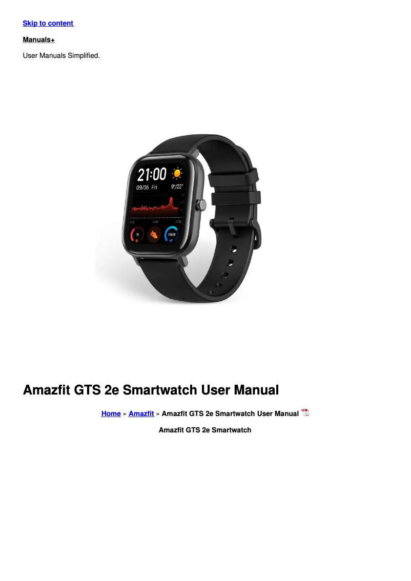 Page n°1 - Manuel utilisateur Xiaomi Amazfit GTS 2e