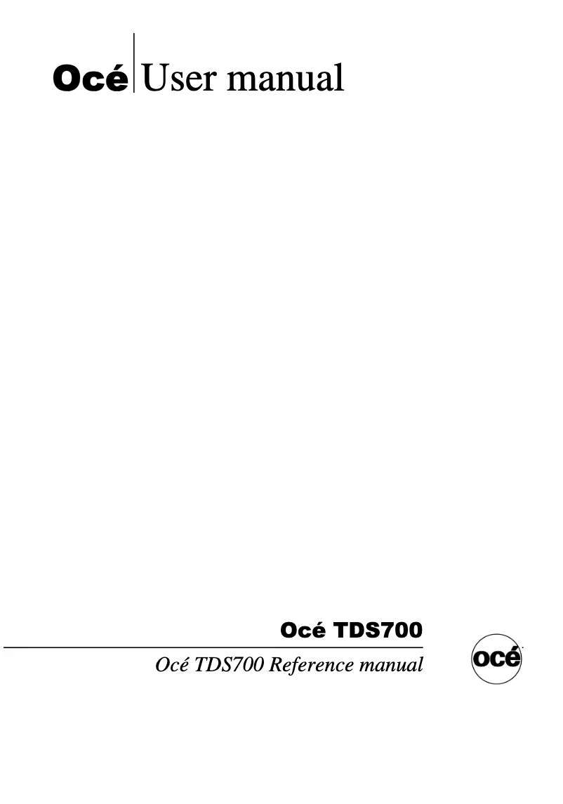 Page 1 de la notice Manuel utilisateur Océ TDS700