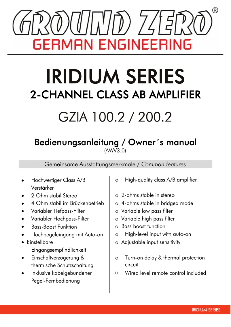 Imagen de la primera página del manual del dispositivo GZIA 200.2