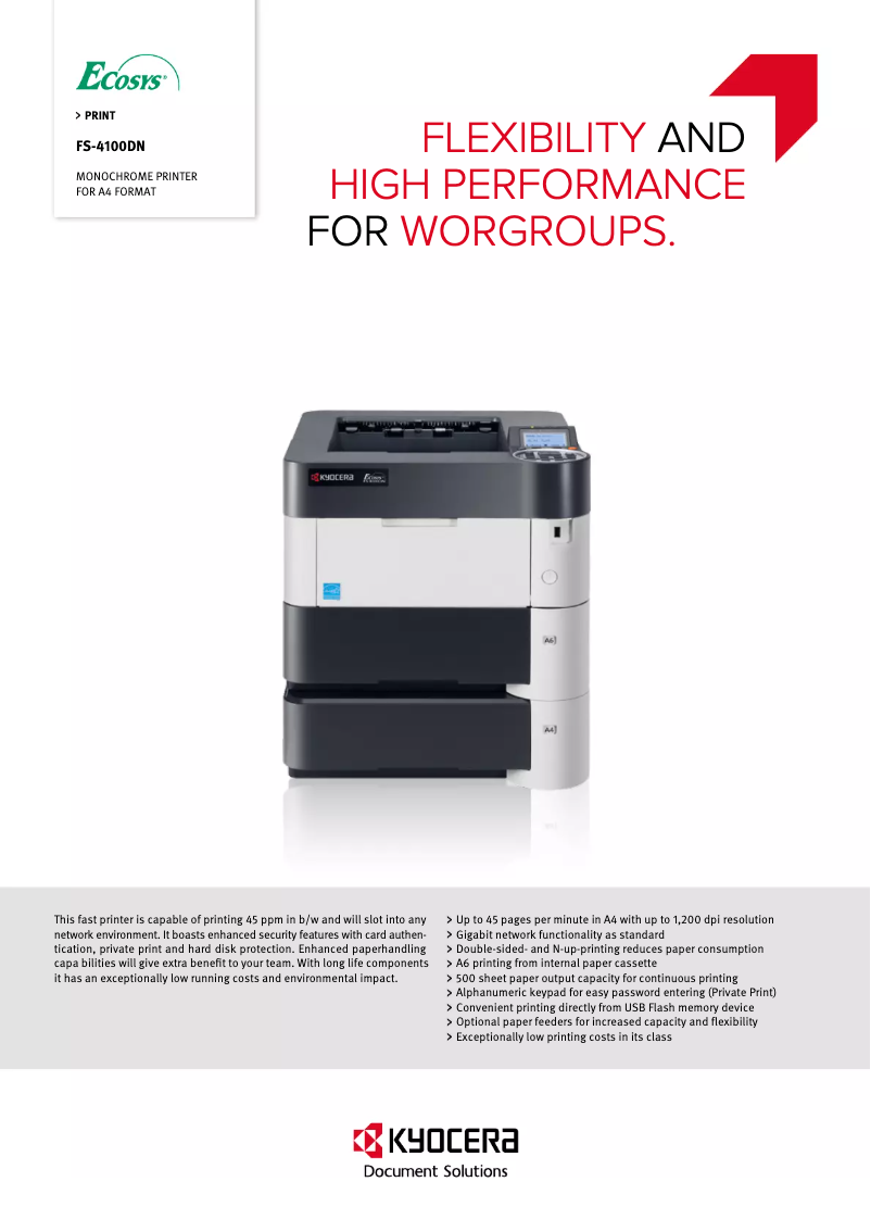 Image de la première page du manuel de l'appareil FS-4100DN