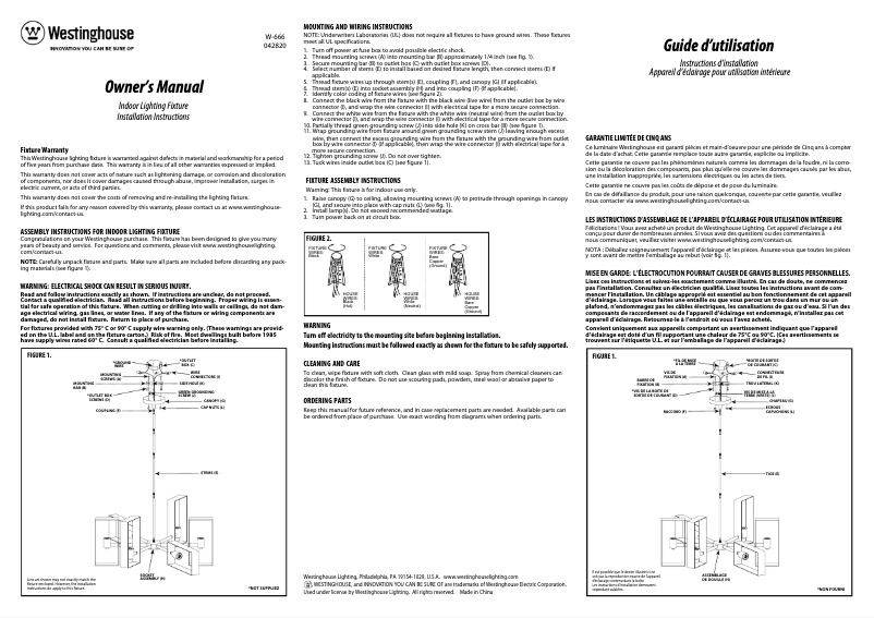 Page n°1 - Manuel utilisateur Westinghouse Avery 6577100