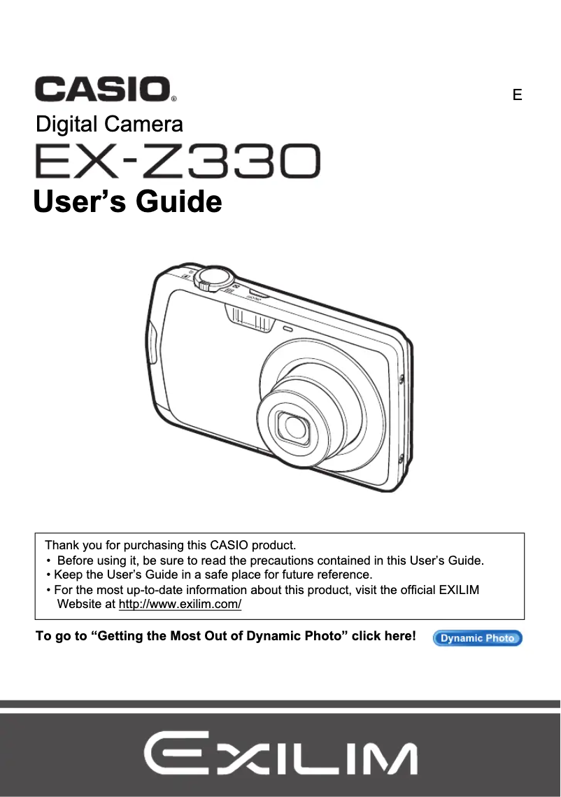 Image de la première page du manuel de l'appareil Exilim Zoom EX-Z330
