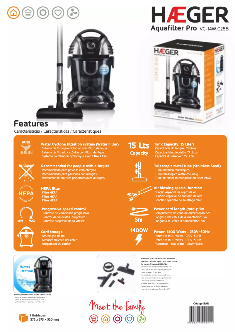 Page n°1 - Manuel utilisateur Haeger Aquafilter Pro VC-14W.028B