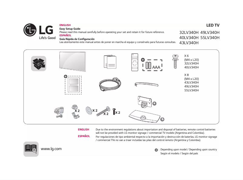 Page 1 de la notice Manuel utilisateur LG 43LV340H