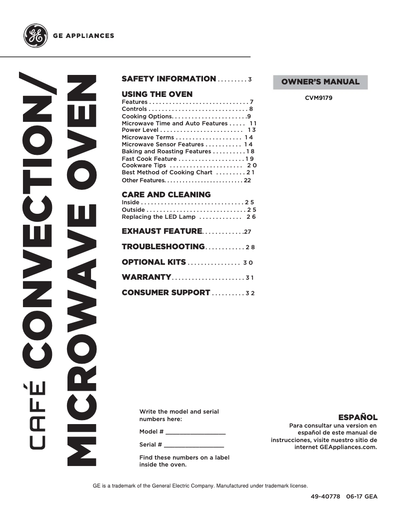 Page n°1 - Manuel d'utilisation et d'entretien GE Café CVM9179SLSS