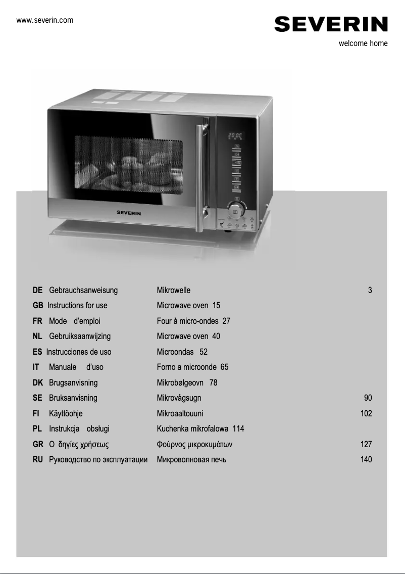 Page n°1 - Manuel utilisateur Severin MW 7872