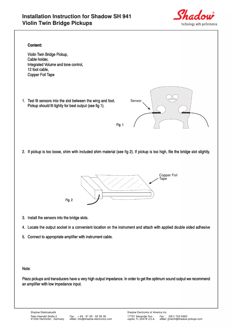Page n°1 - Manuel utilisateur Shadow SH 941