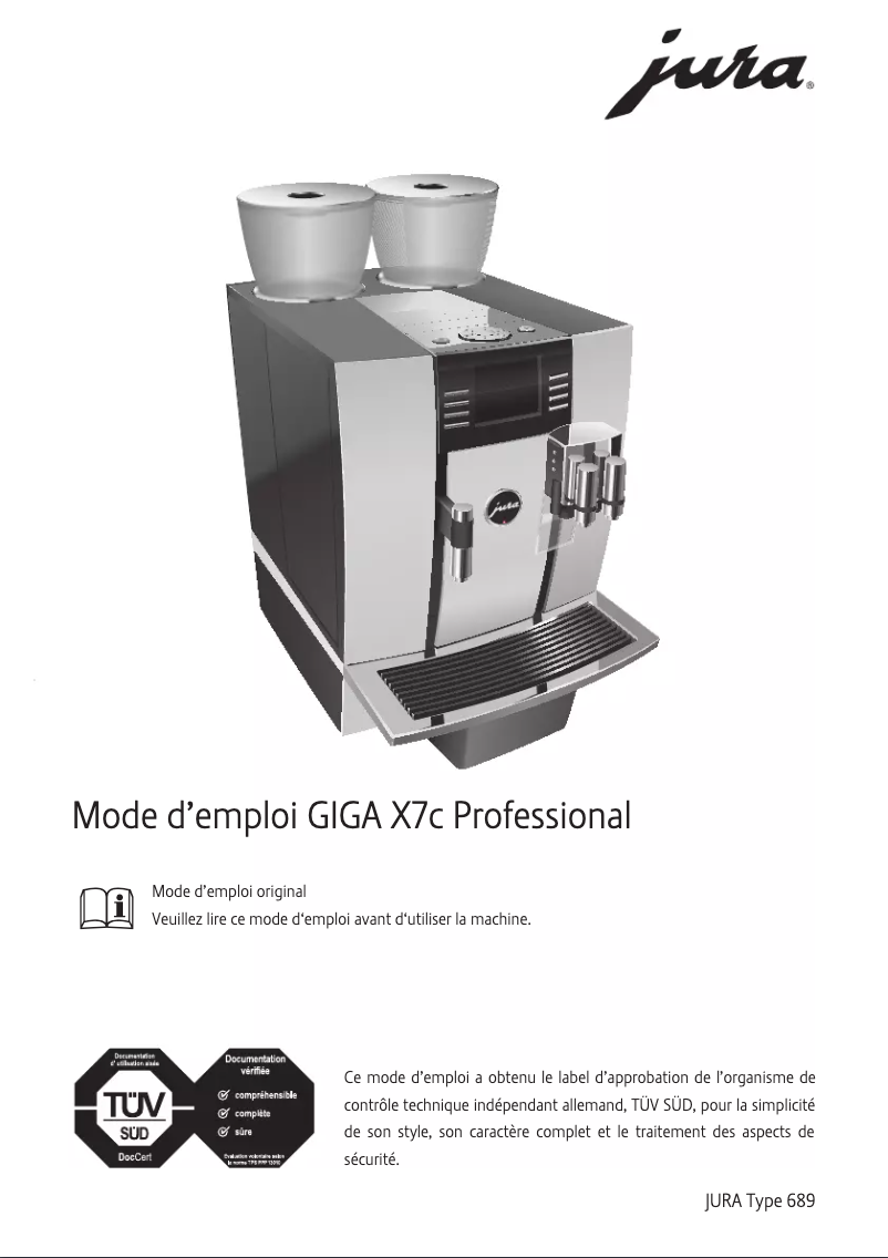 Image de la première page du manuel de l'appareil GIGA X7c Professional