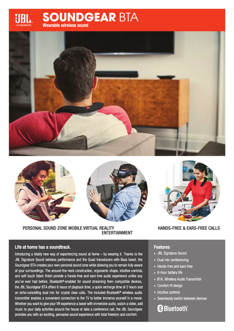 Page 1 de la notice Fiche technique JBL Soundgear BTA