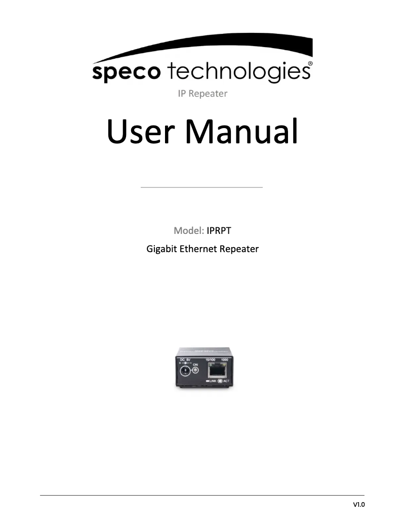 Page 1 de la notice Manuel utilisateur Speco Technologies IPRPT