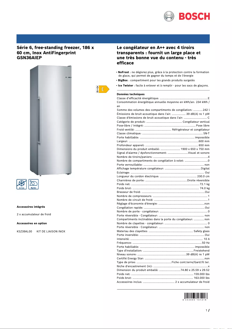 Image de la première page du manuel de l'appareil GSN36AIEP