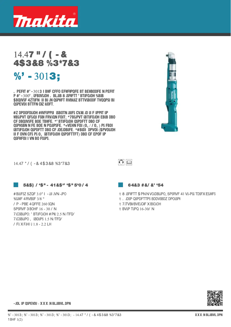 Page 1 de la notice Fiche technique Makita DFL301RZ