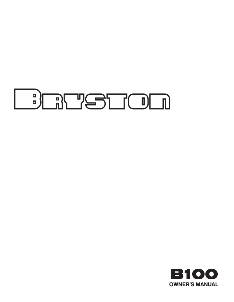 Page 1 de la notice Manuel utilisateur Bryston B100