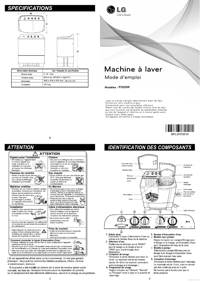 Página 1 del manual Manual de usuario LG P1200R