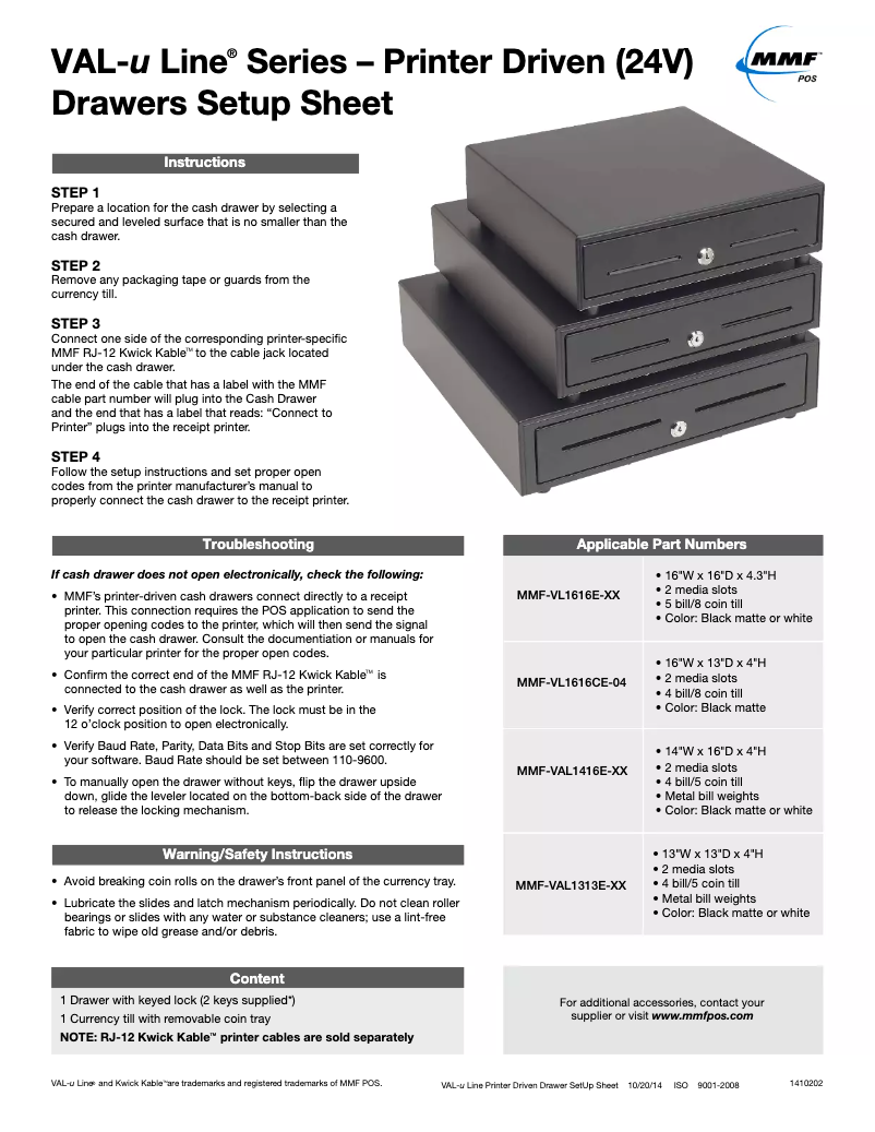 Page n°1 - Manuel utilisateur MMF MMF-VAL1314M-04