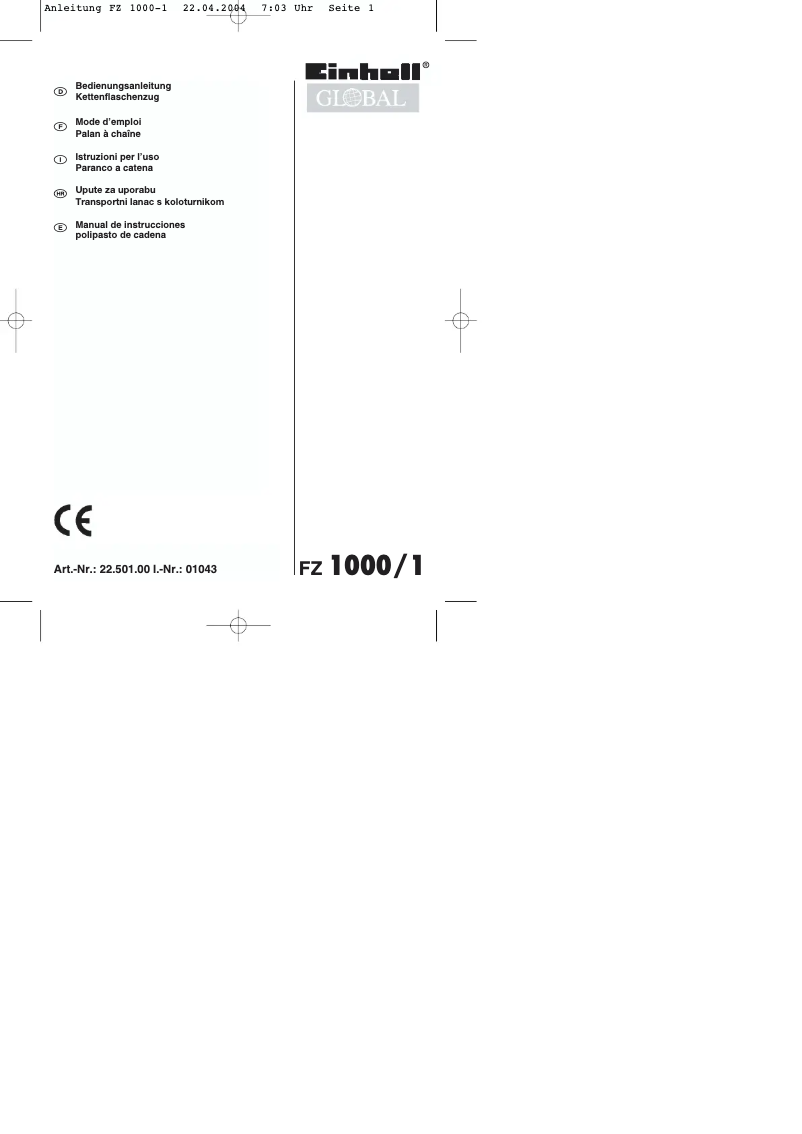 Page 1 de la notice Manuel utilisateur Global FZ 1000/1