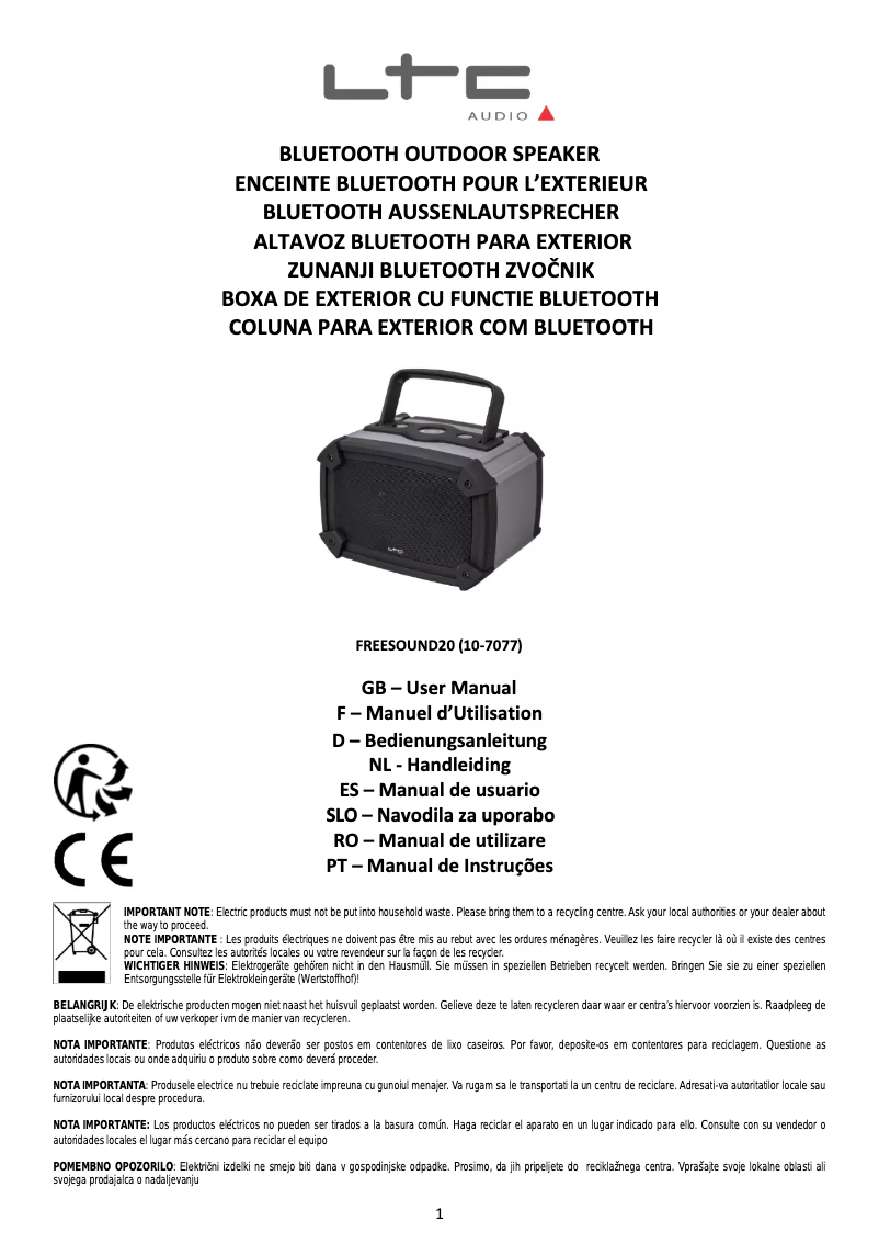 Page n°1 - Manuel utilisateur Lotronic FREESOUND 20