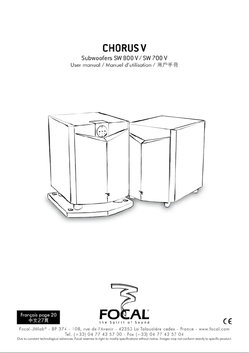 Image de la première page du manuel de l'appareil Chorus SW 800 V