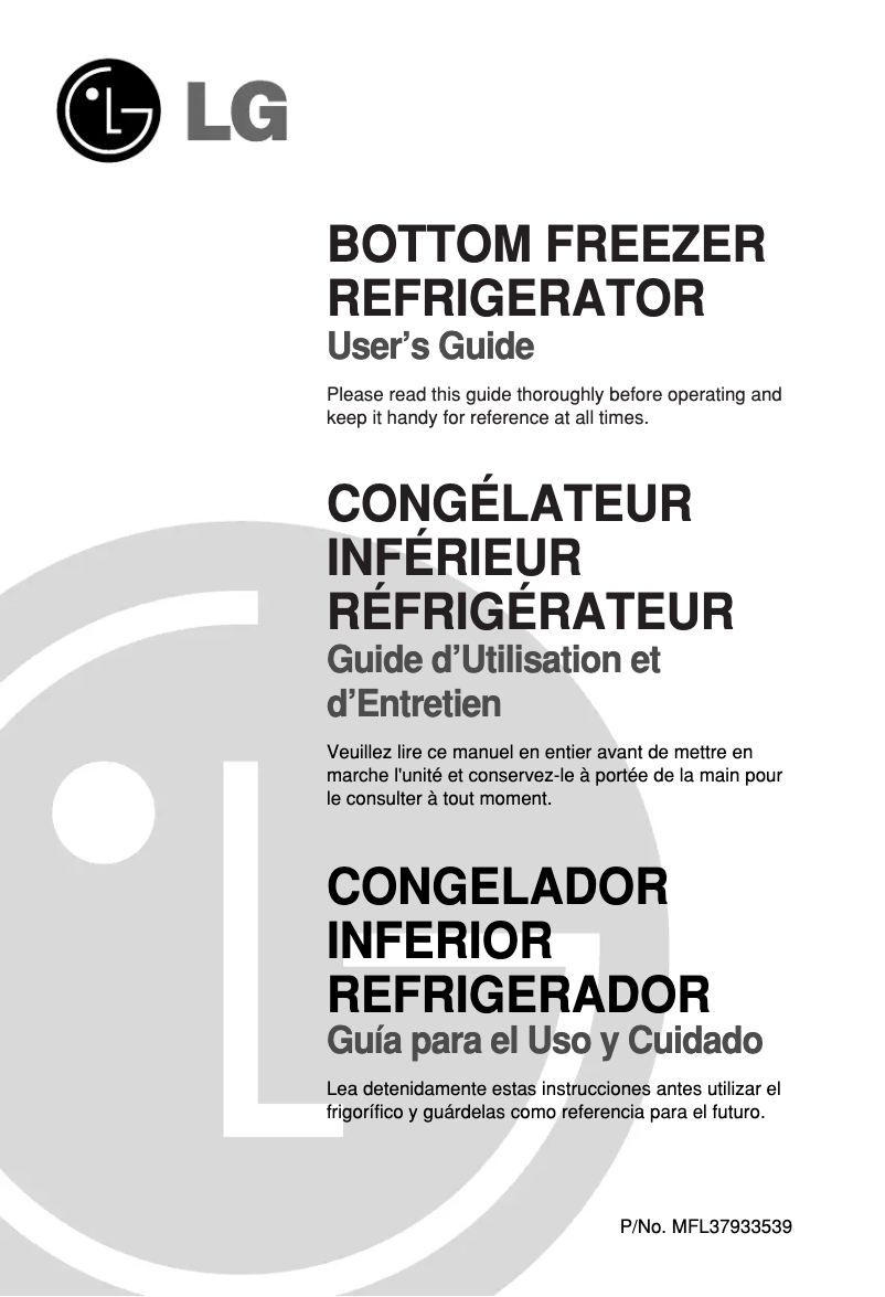 Page n°1 - Manuel utilisateur LG GR-L258USJH