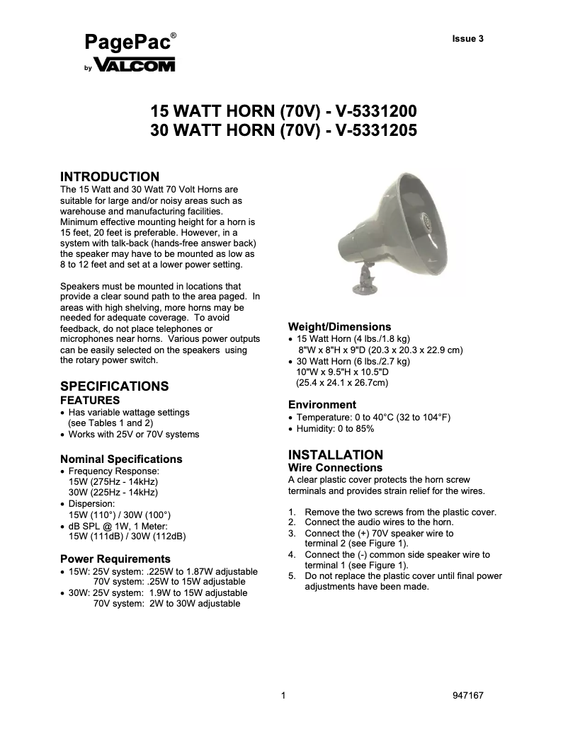 Page 1 of the manual User Manual Valcom V-5331205