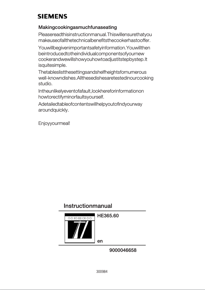 Image de la première page du manuel de l'appareil HE365560