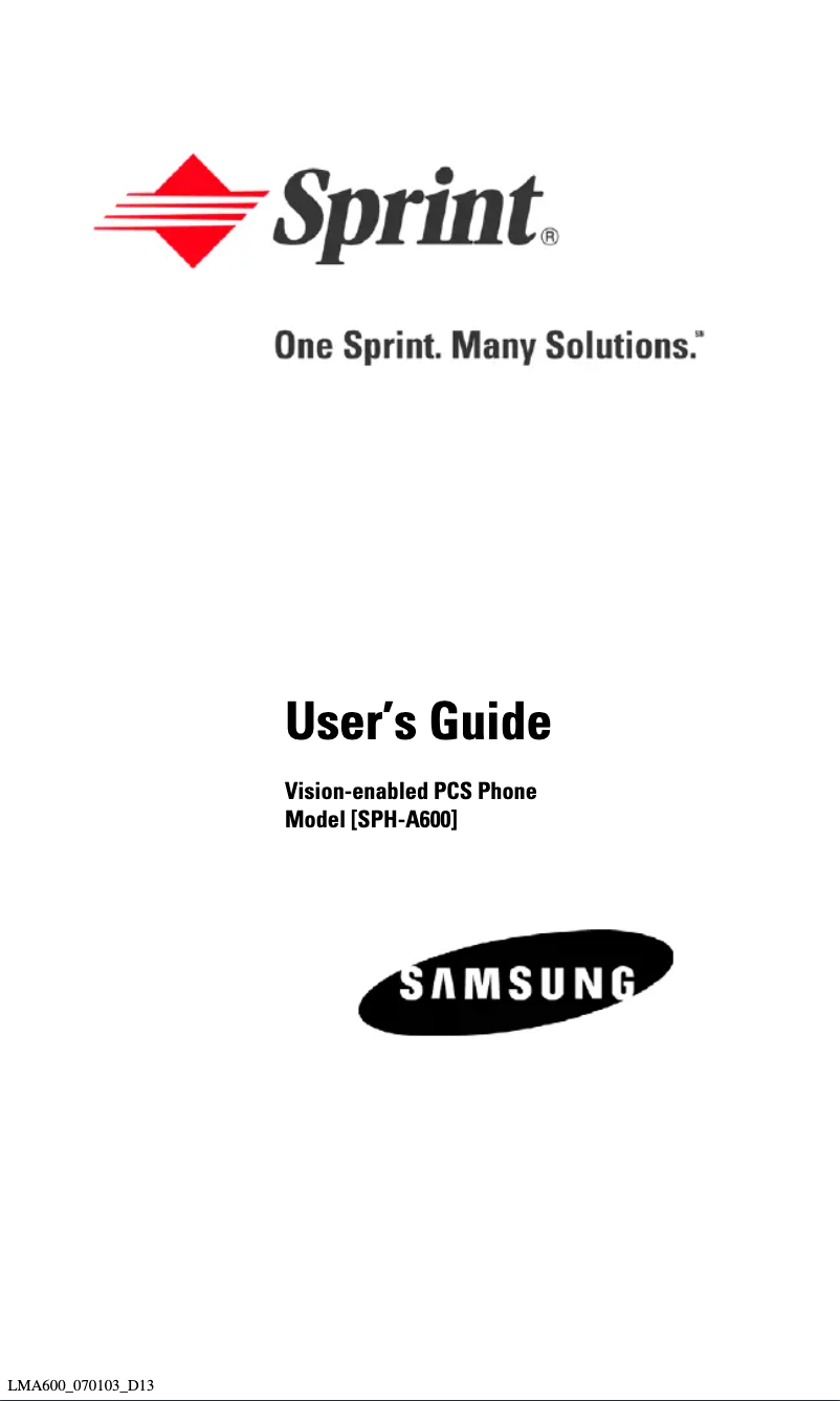 Page n°1 - Manuel utilisateur Samsung SP-A600