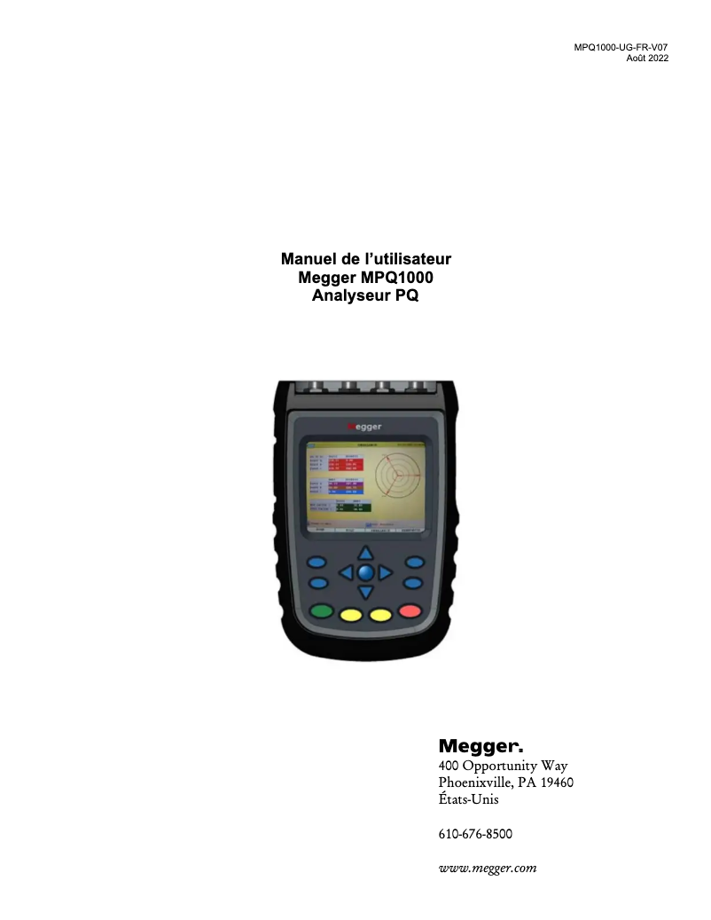 Page 1 de la notice Manuel utilisateur Megger MPQ1000