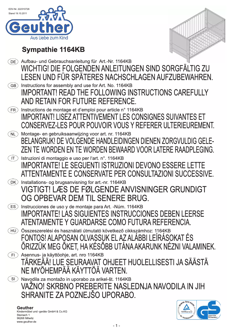 Image de la première page du manuel de l'appareil Sympathie