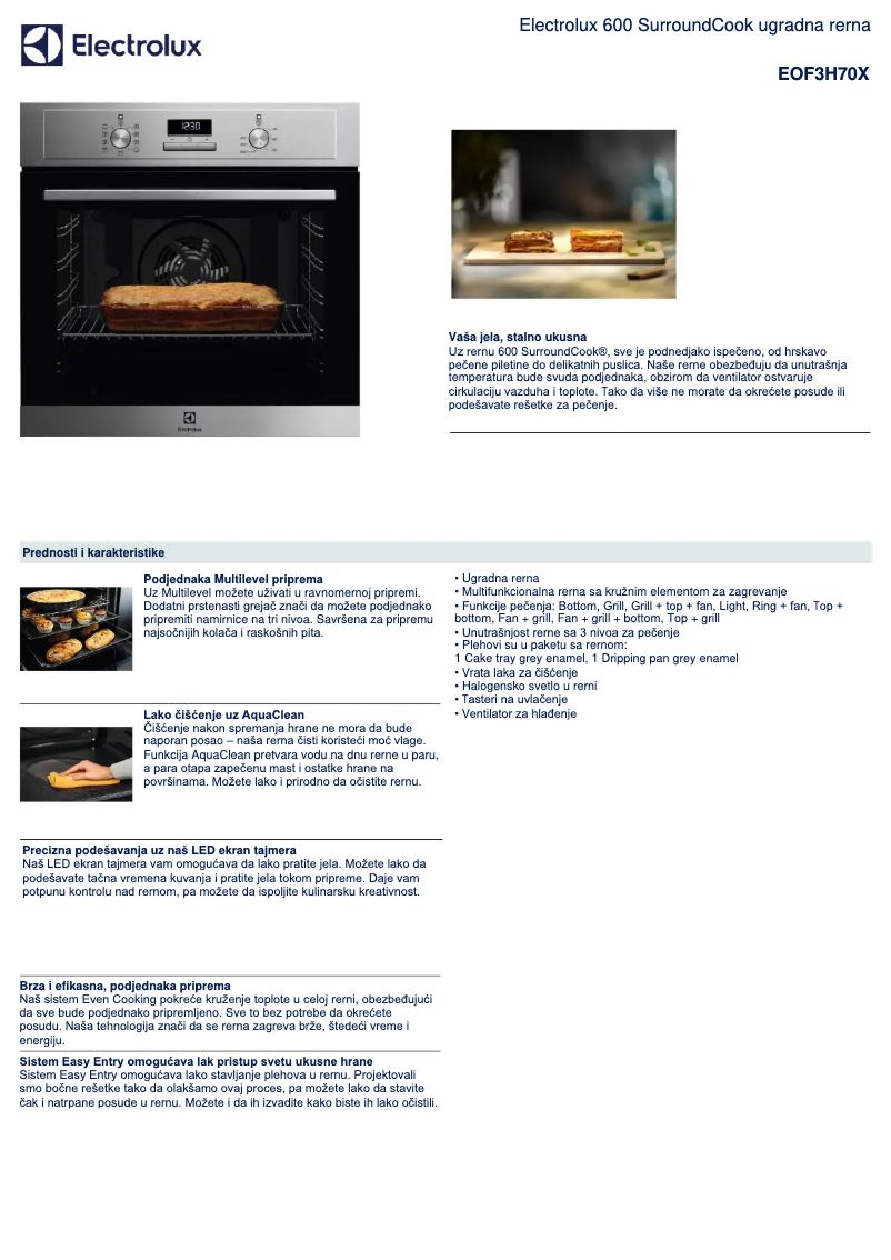 Page n°1 - Fiche technique Electrolux EOF3H70X
