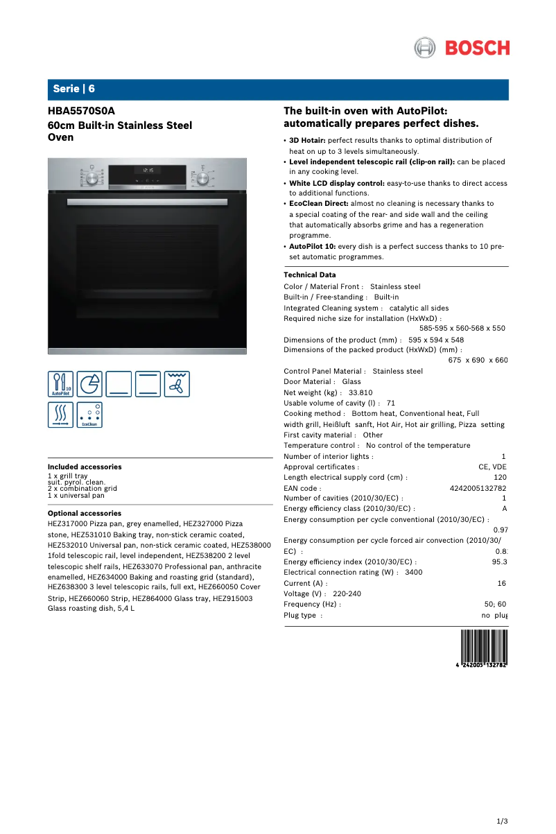 Image de la première page du manuel de l'appareil HBA5570S0A