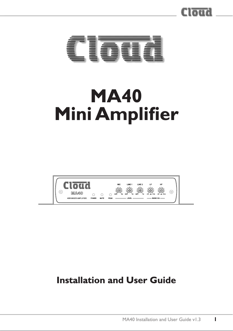 Page n°1 - Manuel utilisateur Cloud MA40