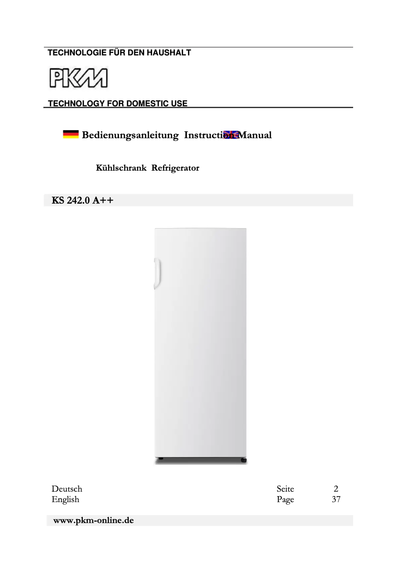 Page 1 de la notice Manuel utilisateur PKM KS 242.0A++